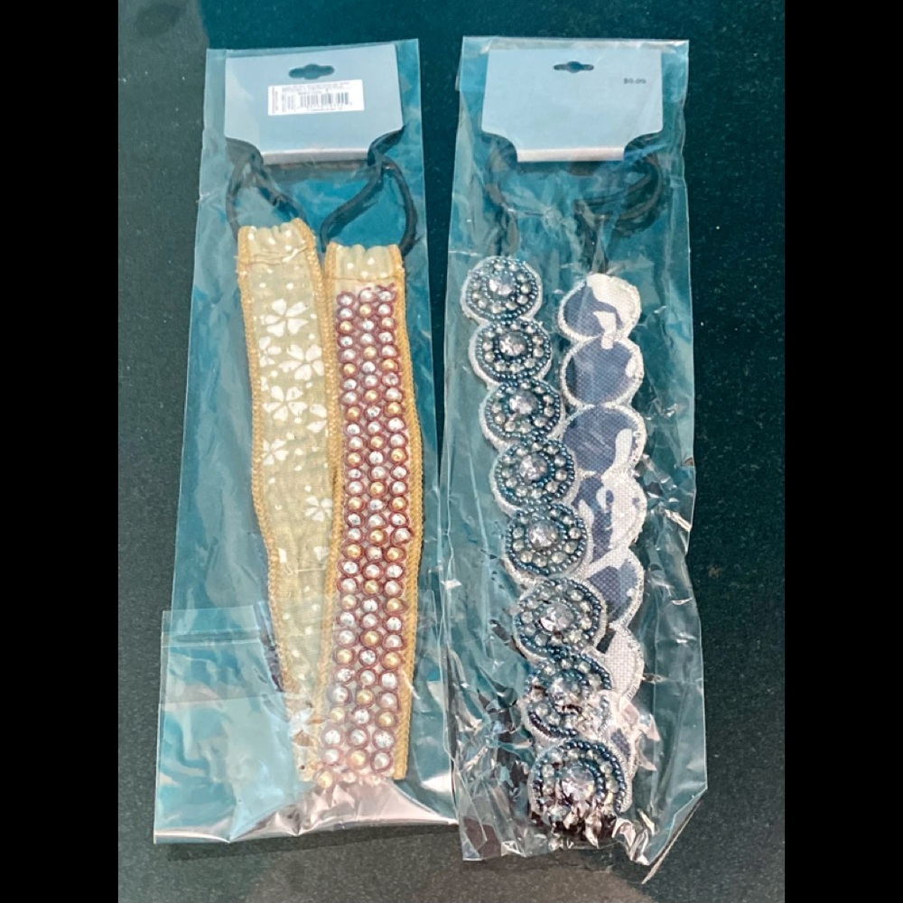 Rhinestone Beaded Women’s One Size Handmade  Headband Set NWT